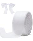 Fita de organza FAKILO, 5 cm de largura, branca, 46 m, rolo