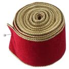 Fita de veludo com borda dourada para embrulho, vermelho e verde, 2.5 in Wide, 10 jardas