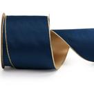 Fita de veludo com fio LaRibbons Navy Gold 10 jardas e 10 cm de largura Fita de veludo com fio LaRibbons Navy Gold 10 jardas e 10 cm de largura