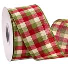 Fita decorativa: 6,35 cm x 9,1 m, xadrez verde musgo vermelho