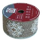 Fita Decorativa Aramada Natalina Bege Flocos - 6,3cm x 9,14m Fita Decorativa Aramada Natalina Bege Flocos - 6,3cm x 9,14m
