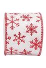 Fita decorativa Branca com Flocos de Neve Vermelhos - 6,3cm x 9,14m Fita decorativa Branca com Flocos de Neve Vermelhos - 6,3cm x 9,14m