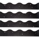 Fita decorativa com acabamento em fita FobsMe Glitter Scalloped Black 30,5 m