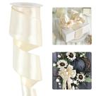 Fita decorativa de cetim com fio HUIHUANG 6,5 cm x 9 m creme