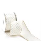 Fita decorativa DINDOSAL 6,4 cm x 9,1 m em ouro branco com bolinhas