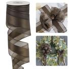 Fita decorativa HUIHUANG marrom com fio de cetim 6,35 cm 9 m