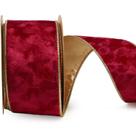 Fita decorativa LaRibbons Velvet com fio 6 cm 9 m vermelha