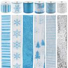 Fita decorativa MAYREEL 2,5" azul prateada com fio 36 jardas