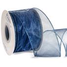 Fita decorativa Ribbli Navy Organza com fio 6,5 cm x 18 m Fita decorativa Ribbli Navy Organza com fio 6,5 cm x 18 m