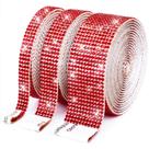 Fita decorativa SNILOAW 3 rolos de strass vermelho autoadesivo
