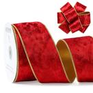 Fita decorativa STYPOP 6,5 cm x 13,7 m de veludo vermelho com fio