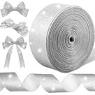 Fita decorativa Syhood Silver Glitter com fio 6,35 cm x 37 cm