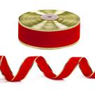 Fita decorativa WRAPAHOLIC 3,8 cm x 23 m de veludo dourado vermelho Fita decorativa WRAPAHOLIC 3,8 cm x 23 m de veludo dourado vermelho