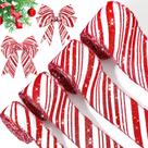 Fita decorativa Ysleen 24 jardas vermelha branca com glitter