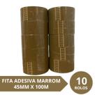 Fita Durex Marrom Para Empacotamento 45mm X 100m - 10 Rolos