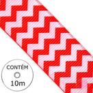 Fita Gorgurão - Chevron Vermelho 25mm (Rolo 10M)