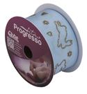 Fita Gorgurão Cor 031 Coelhinhos Glitter Páscoa Azul 38 mm 10 Mts Fitas Progresso - Inspire sua Festa Loja