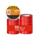 Fita isolante elétrica 3M Scotch Vinyl 10 rolos 1,3 cm x 6 m vermelha