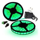 Fita Led 2835 Verde 5 Metros 127V Ou 220V Fonte E Conector