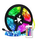 Fita Led Para Mesa Gamer PC Luz RGB Decoração Rolo 5 Metros Colorido C/ Controle