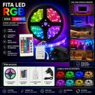 Fita LED RGB 5050 5m Controle Fonte 12V Bivolt Iluminação Colorida Alta Potência