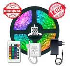 Fita LED RGB 5050 5m IP65 Controle Remoto 16 Cores Com Fonte 12V Bivolt