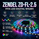 Fita led rgb digital ws2811 12v 366 efeitos 150 leds 2,5m zendel zd-fl-2.5