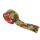 Fita natalina para laços juta florida aramada 6,3cm x9,10 metros