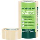 Fita para Empacotamento Sulamericana PP 48MM X 100M Transparente Pacote com 4