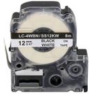 Fita para Rotulador Compatível para LC-4WBN-SS12KW 12mm x 8m Laminada Fundo Branco e Letra Preta X-Full