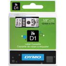 Fita para Rotulador DYMO D1 12MM X 7M PRETA/TRANSPARENTE