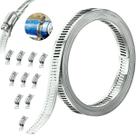 Fita Perfurada Aço Inox 3m X 8mm 8 Clip Aperto Abraçadeira