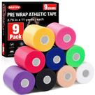 Fita pré-embrulhada NUITPY 9 cores, 7 cm x 10 m para futebol de cabelo, pacote com 9