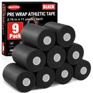 Fita pré-embrulhada NUITPY, pacote com 9, 7 cm x 10 m, preta para futebol de cabelo