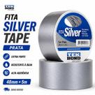 Fita Silver Tape Tekbond Preto, Branco e Prata Fita Silver Tape Tekbond Preto, Branco e Prata