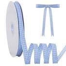 Fita TONIFUL 1 cm x 46 m Xadrez Vichy Azul Claro e Branco em Tecido Fita TONIFUL 1 cm x 46 m Xadrez Vichy Azul Claro e Branco em Tecido