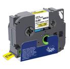Fita Tubo Termo Retrátil Compatível Tz Tze HSE 641 Amarela Letra Preta 18mm