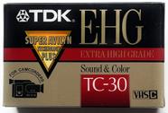 Fita VHS-C TDK E-HG Sound & Color TC-30 para câmeras de vídeo