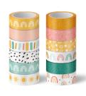 Fitas Washi Whaline Boho Rainbow Sun 12 rolos de 5 m cada