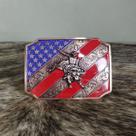 Fivela Bull Rider Bronze Bandeira EUA Master Country Western Fivela Bull Rider Bronze Bandeira EUA Master Country Western