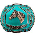 Fivela Country Feminina Cavalo Strass Turquesa