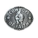 Fivela de cinto Cowboys of Faith Silver Alloy Cowboy Design