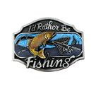 Fivela de cinto I'd Rather Be Fishing Vintage Metal Alloy Buc