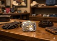 Fivela de Cinto Masculina com Cowboy Montado em Touro