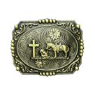 Fivela de cinto Prayer Cowboy com cruz e liga de cavalo 128g Fivela de cinto Prayer Cowboy com cruz e liga de cavalo 128g