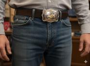 Fivela de Cinto Western America Cowboys com Touro 3D