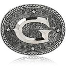 Fivela de Cinto Western Cowboy/Cowgirl Itera - Letra G em Prata