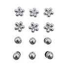 Fivela De Sapato Em ABS Com Pérolas E Flores De Diamante Prateadas - 12 Peças Para Decoração De Fivela De Sapato Em ABS Com Pérolas E Flores De Diamante Prateadas - 12 Peças Para Decoração De