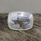 Fivela Long Horn Dourada Prata Master Country Cowboy Rodeio