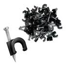 Fixa Cabo Preto 8mm Coaxial Rg6 Miguelão Parede 100 Und